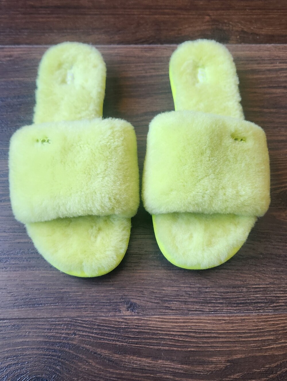 Plush Fuzzy Lime Green UGG Slippers